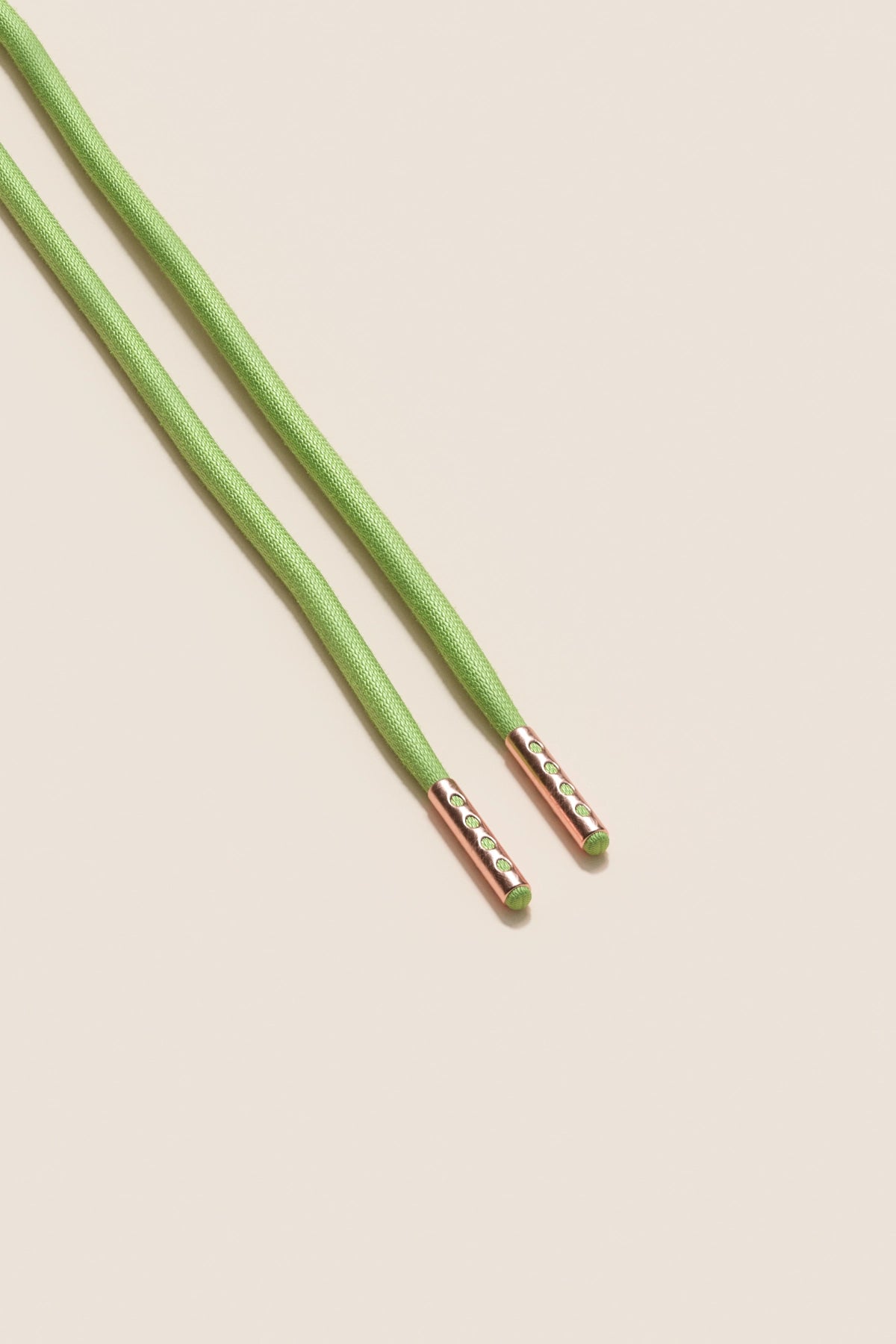 Senkels Pastel Green 4mm Round Waxed Shoelaces with Rose Gold Aglets