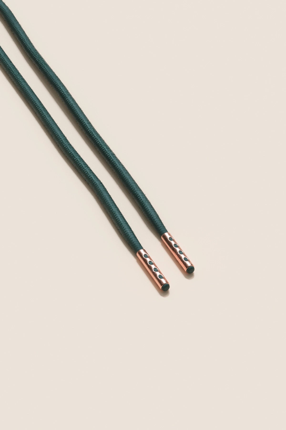 Senkels Pine Green 4mm Round Waxed Shoelaces with Rose Gold Aglets