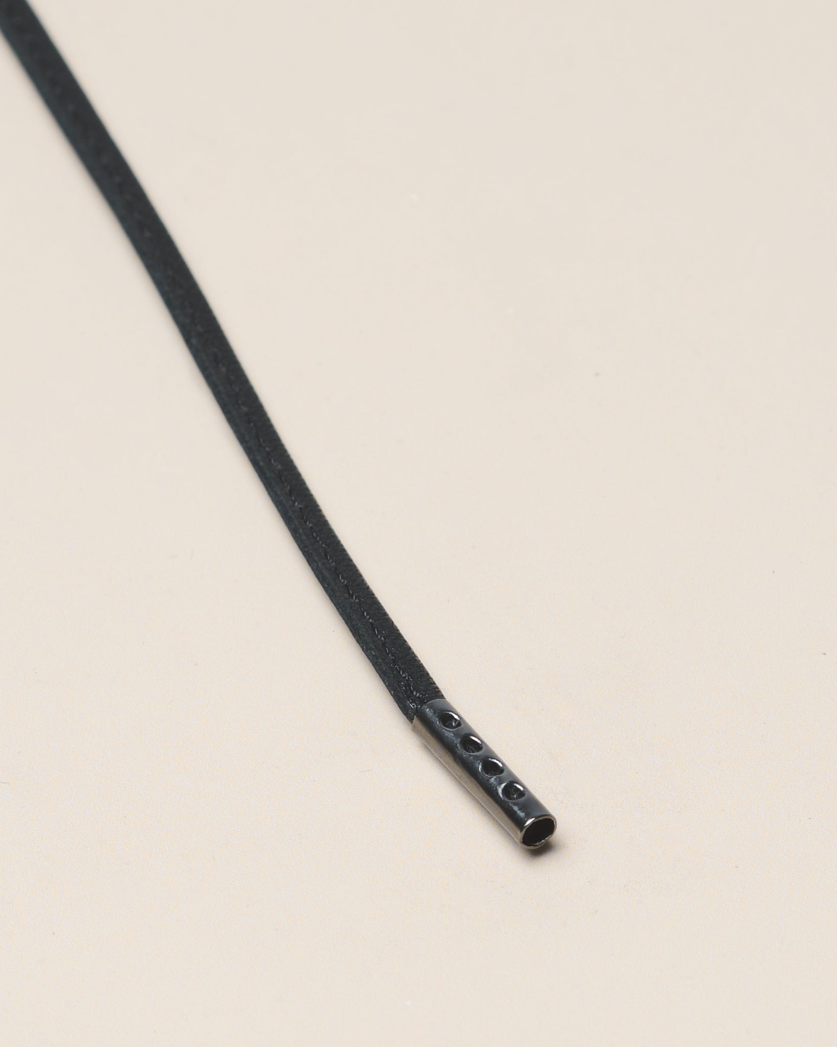 Black - 4mm Stitched Leather Shoelaces