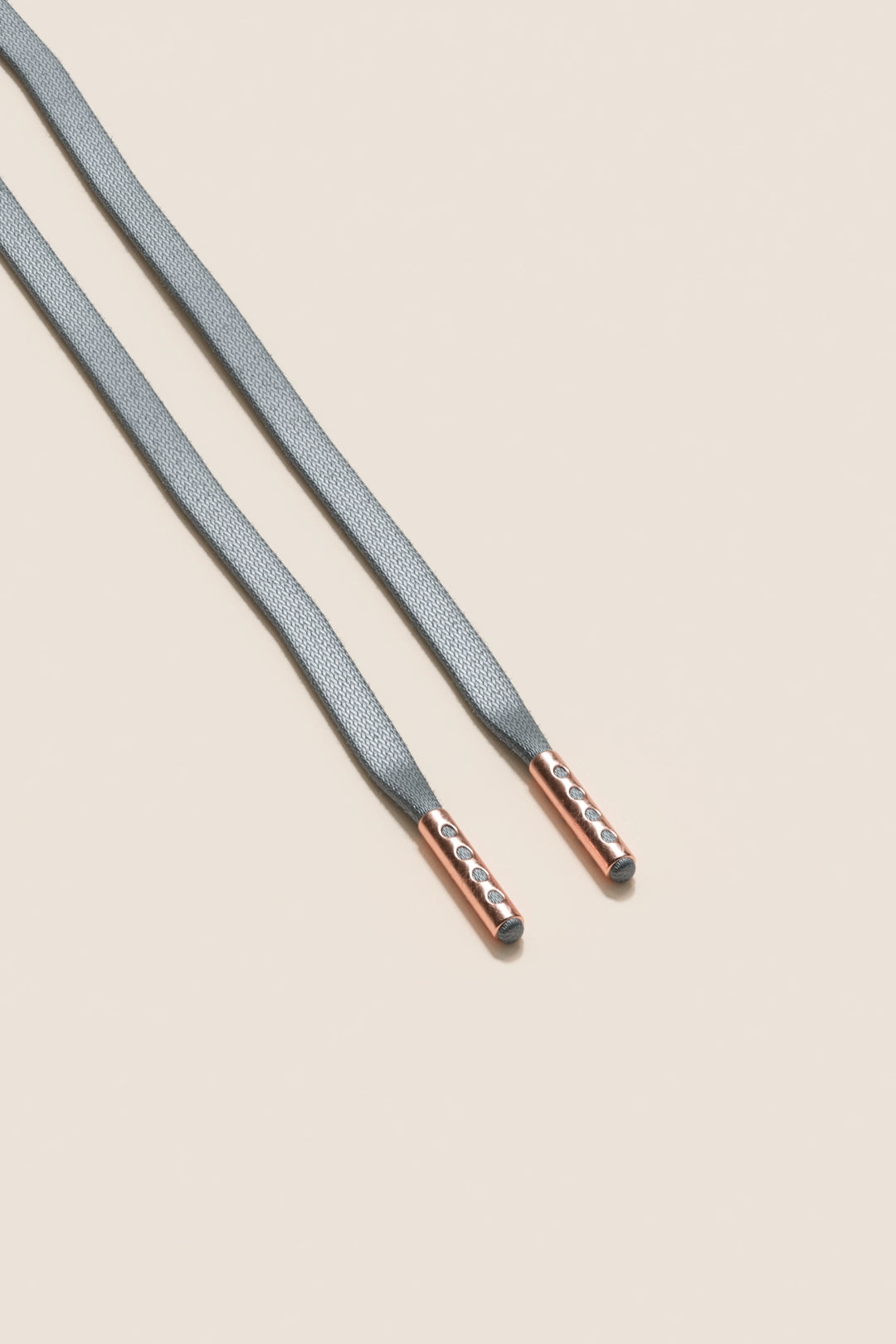 Senkels Aluminium Grey 3mm Flat Waxed Shoelaces with Rose Gold Aglets