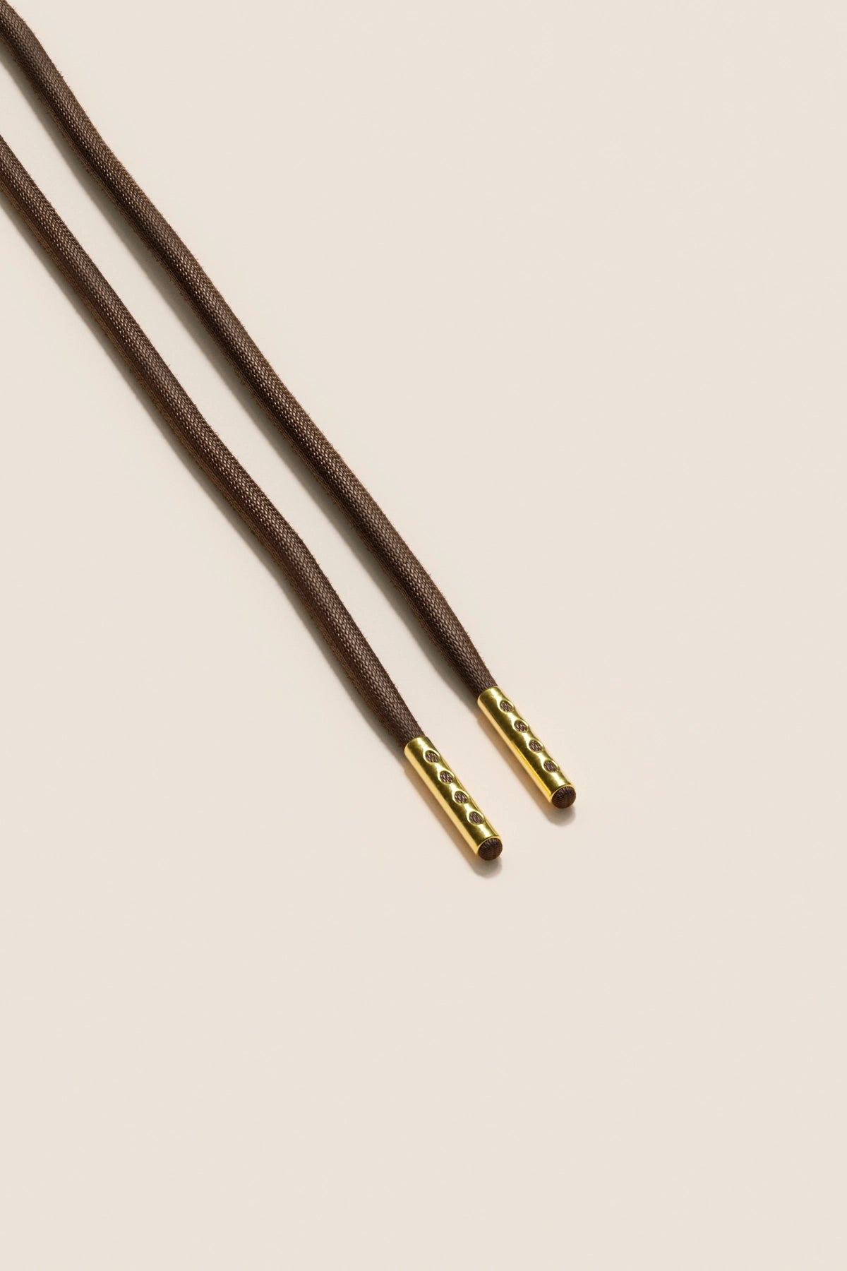Senkels Chocolate Brown 4mm Round Waxed Shoelaces with Gold Aglets