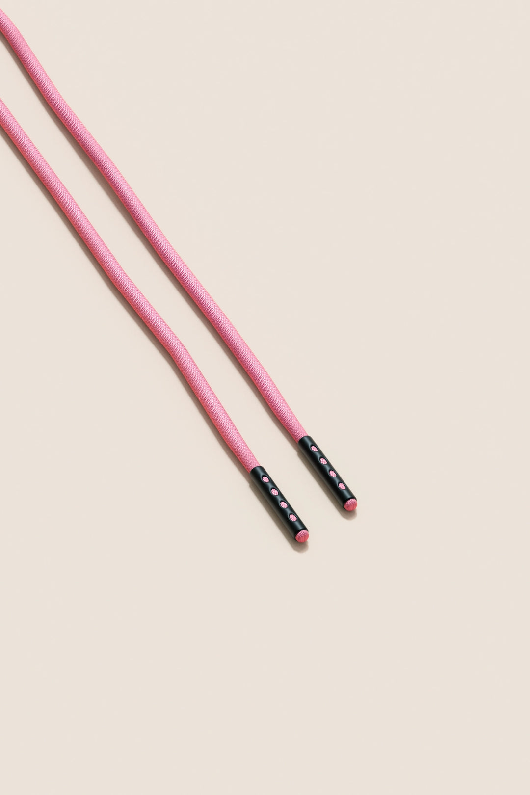 Senkels Flamingo Pink 2.5mm Round Waxed Shoelaces with Black Matte Aglets