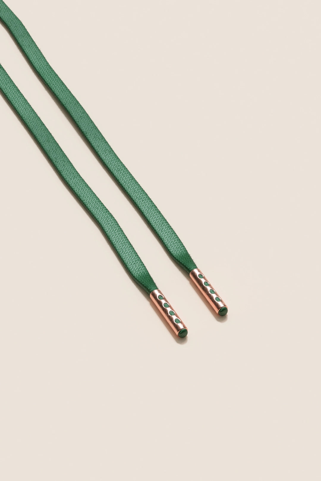Senkels Hunter Green 3mm Flat Waxed Shoelaces with Rose Gold Aglets