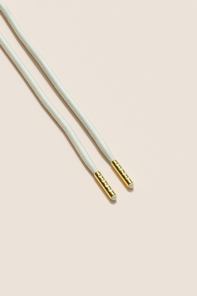 Senkels Off White 4mm Round Waxed Shoelaces with Gold Aglets