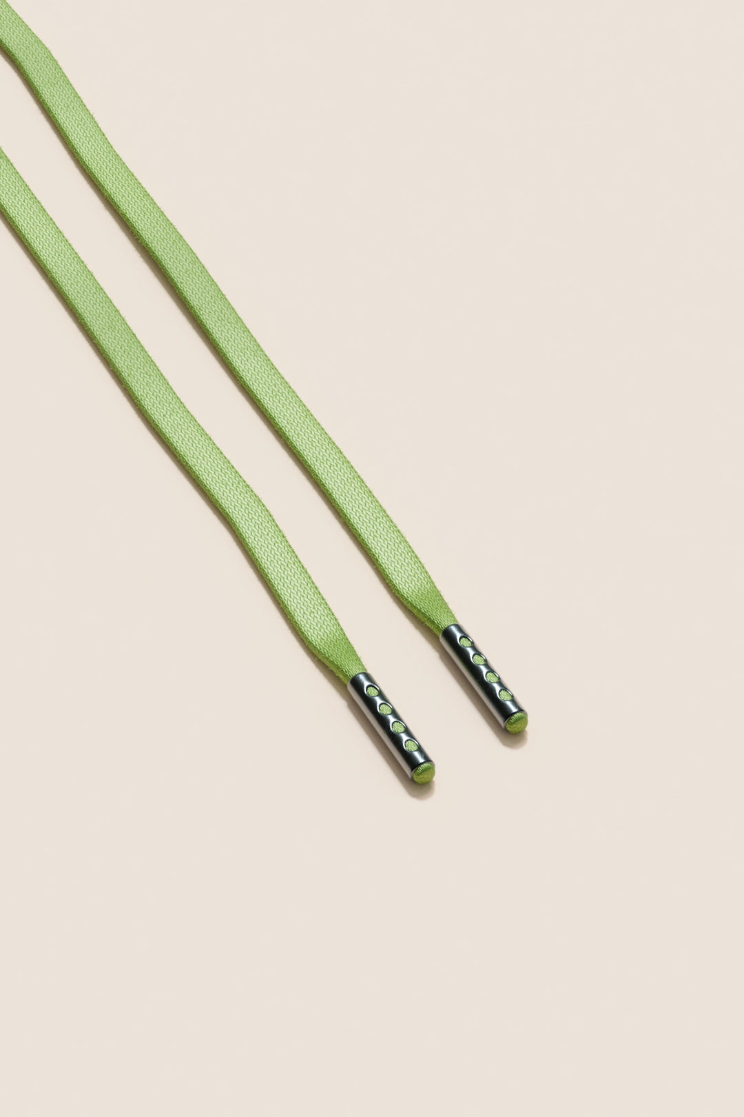 Senkels Pastel Green 3mm Flat Waxed Shoelaces with Black Nickel Aglets