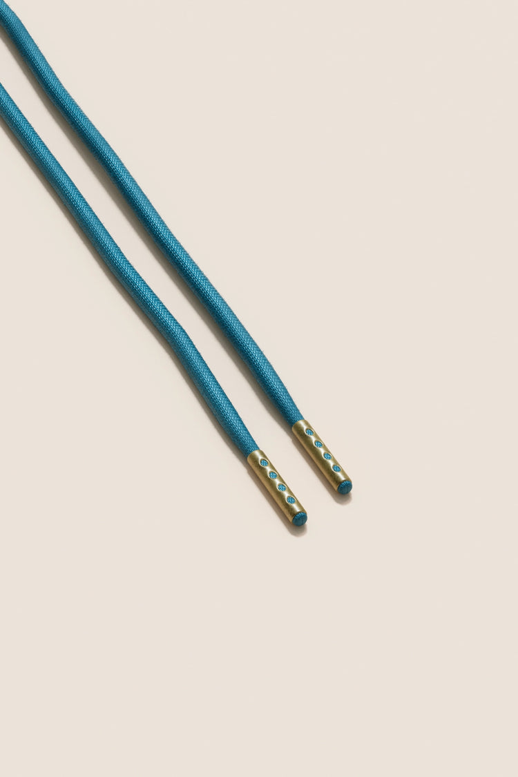 Senkels Petrol Blue 4mm Round Waxed Shoelaces with Brass Aglets