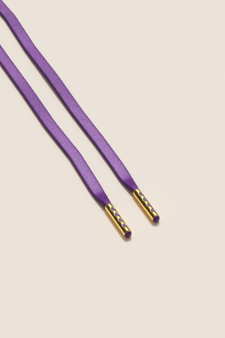 Senkels Purple 3mm Flat Waxed Shoelaces with Gold Aglets