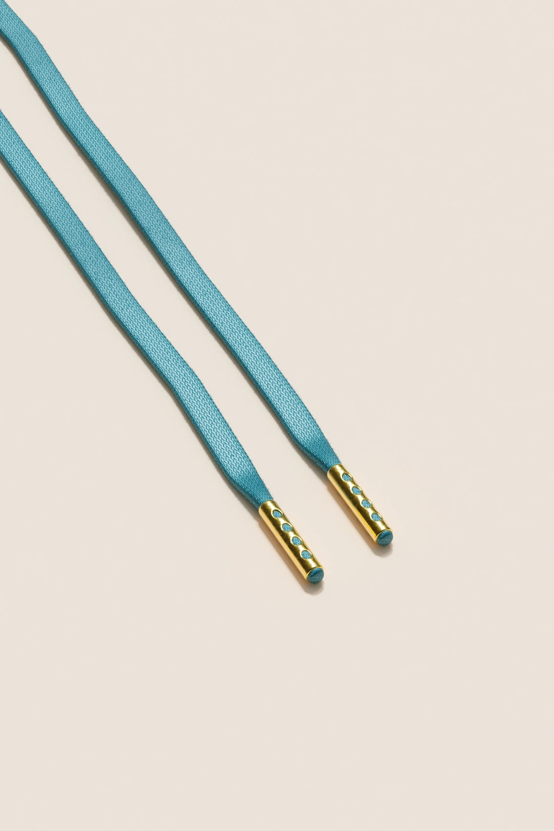 Senkels Turquoise 3mm Flat Waxed Shoelaces with Gold Aglets
